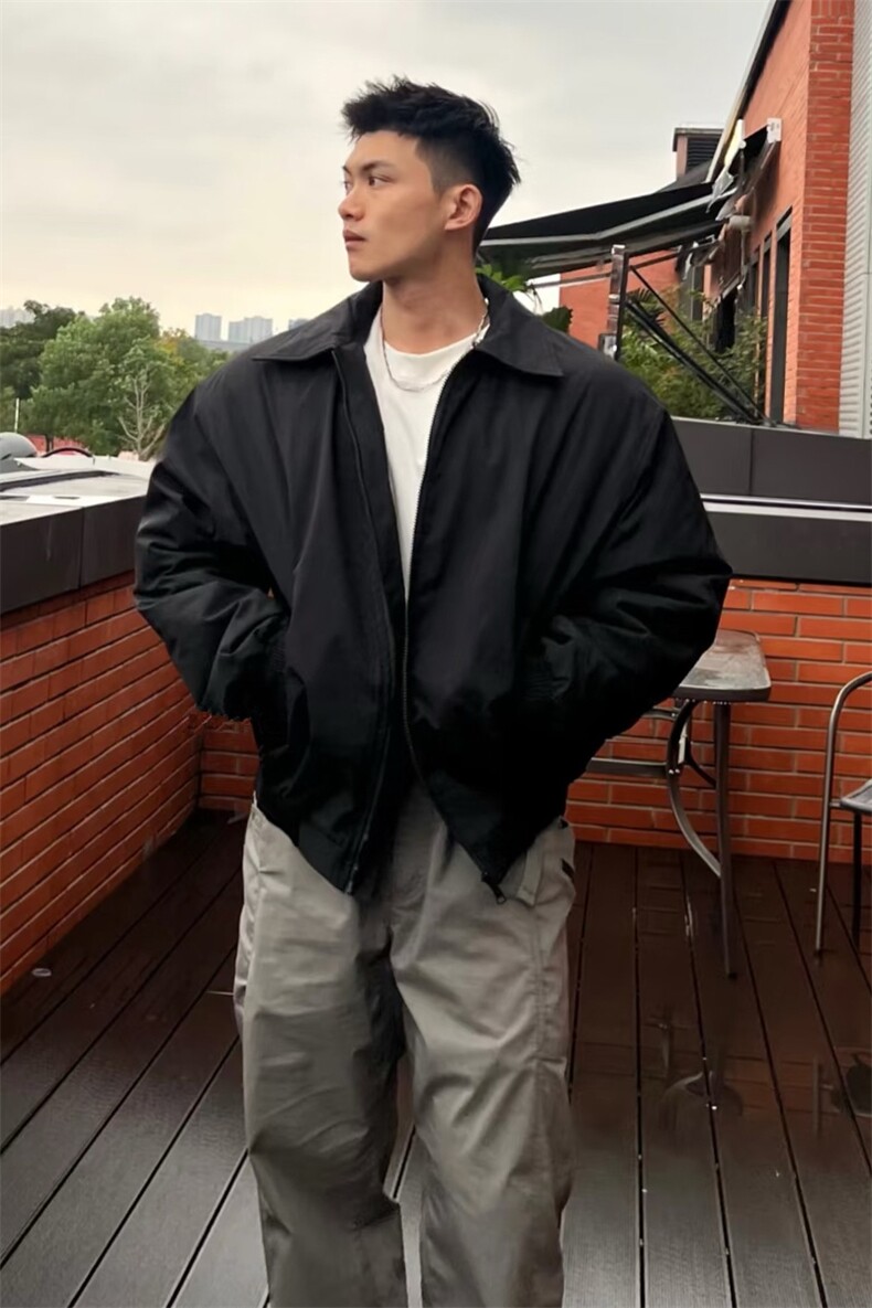 大货冬季飞行服夹克棉服加厚外套男装宽松翻领棉衣S374特批75,男装夹克,电商A233-1