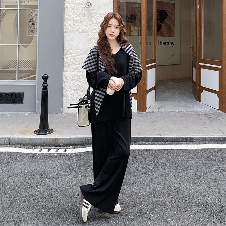 时尚休闲风卫衣披肩卫裤两件套女2025年秋季新款韩版百搭洋气套装,女装套装/套裙,浙宝305