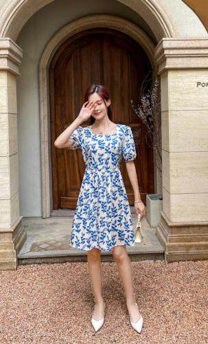 夏花色连衣裙，女装连衣裙，玉璟晞