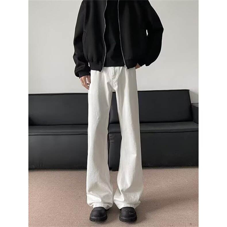 KC7055弯刀牛仔裤男女款宽松美式复古窄版休闲微喇cleanfit直筒,男装牛仔裤,星座308A-1（原309B-1）
