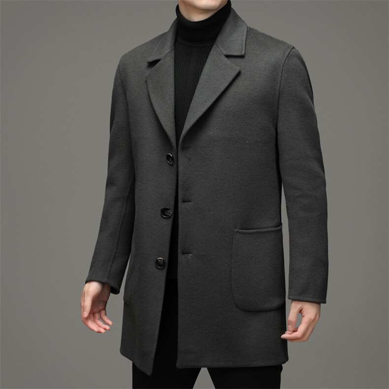 秋冬季时尚双面呢羊毛呢大衣男休闲便服中年外套ZL933526-P335，男装毛呢大衣，电商B212（原钱塘6029）