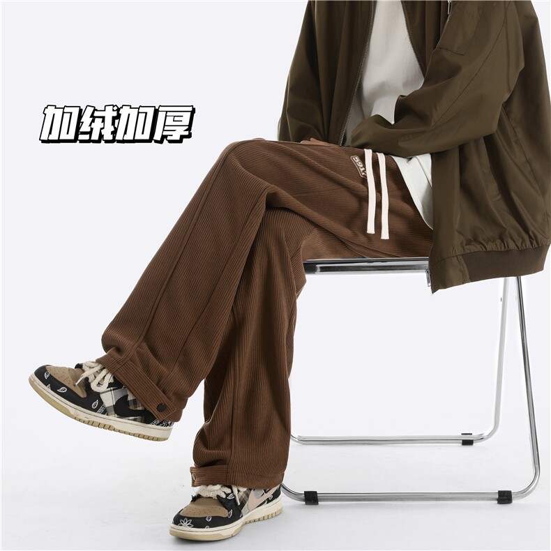 23新款灯芯绒贴标加绒加厚直筒裤休闲束脚裤A316-1-K1209P68控85图片