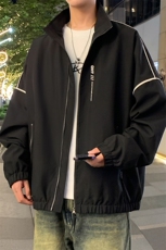 大码秋冬季棒球领夹克潮酷宽松工装风男外套JK452p65，男装夹克，电商D315