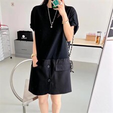 拼接连衣裙，女装连衣裙，久意