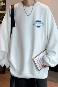 5XL华夫格卫衣男大码胖子圆领长袖t恤 HW76395-P30加绒款-P40图片