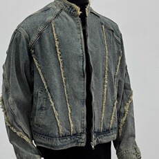 JK8632-P64美式复古解构毛边水洗牛仔外套，男装工装外套，电商B323A