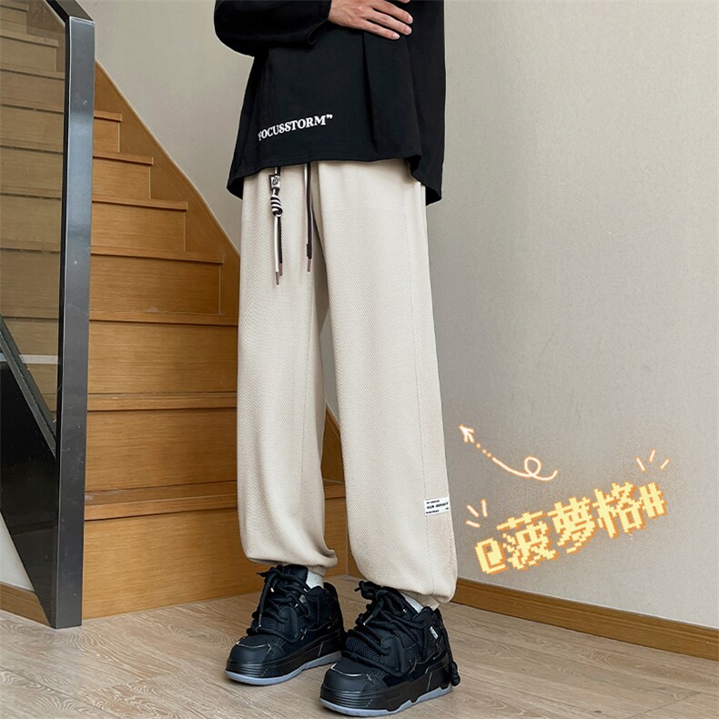 裤子男秋冬加绒加厚华夫格休闲束脚裤K920常规特批32加绒特批42,男装休闲裤,星座718-1