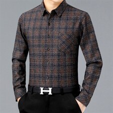 中年男士长袖衬衫40-50岁2023秋季新款中老年爸爸衬衣薄款，男装衬衫，电商B212（原钱塘6029）