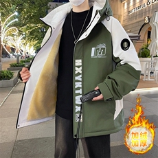 加绒加厚连帽夹克男秋冬时尚潮流加厚棉衣男外套MY1686-P73，男装夹克，星座310B-3