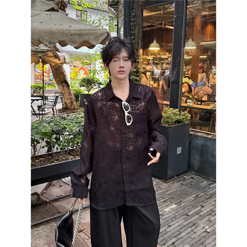 C316 CS8341 P78 四季款蕾丝镂空个性长袖衬衫性感衬衣晚会礼服图片
