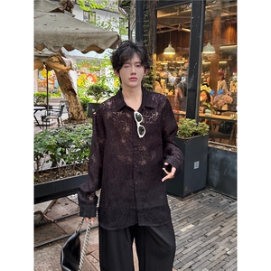 C316 CS8341 P78 四季款蕾丝镂空个性长袖衬衫性感衬衣晚会礼服图片