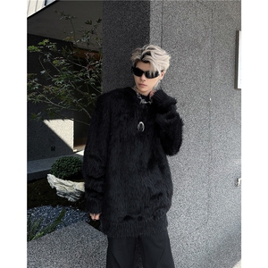 GC9812-P53 秋冬季垫肩毛衣男宽松休闲软糯慵懒风套头针织上衣图片