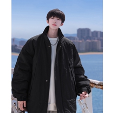 冬季潮牌日系纯色简约加绒加厚保暖防寒休闲棉服外套MY9079-P100，男装棉衣，电商A128