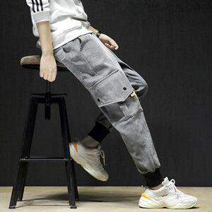 20秋季新款黑墙日系大码潮流工装灯芯绒宽松休闲裤K1012-P45图片