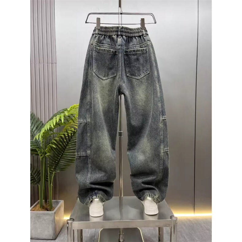 1506-1/KT12491/P51新款牛仔裤拼接男士多口袋宽松直筒裤青年水洗,男装牛仔裤,星座1506-1
