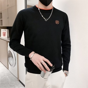 秋冬新款潮牌字母刺绣圆领毛衣青年网红潮流帅气针织衫男 M3361图片