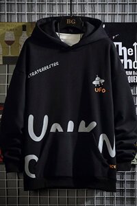 网格可爱印花连帽卫衣男秋冬季加绒套头衫A090-WY50 P65限88图片