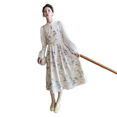 新款简约大气优雅碎花连衣裙修身显瘦气质长裙，女装连衣裙，来米儿