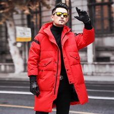 2020冬季新款男士时尚中长款90绒连帽羽绒服商务休闲简约大气保暖，男装羽绒服，电商D230