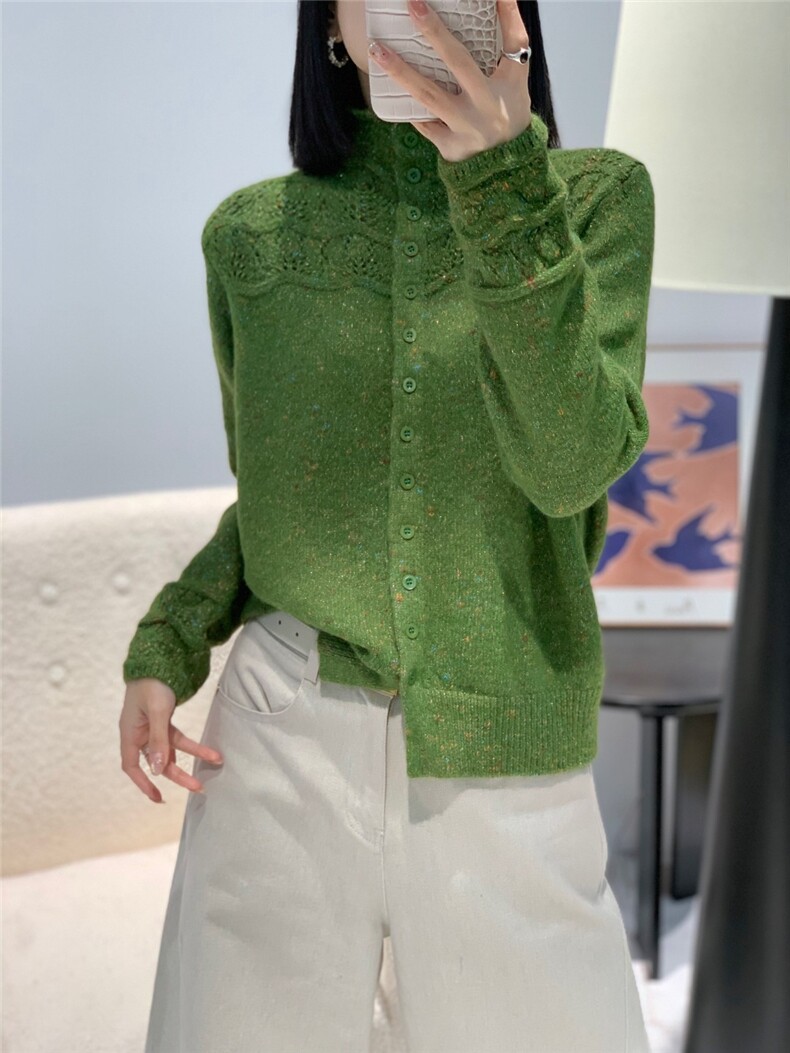 2026年秋季时尚百搭通勤简约休闲开衫，女装针织衫/毛衣，暖烁特种纱工厂店