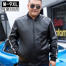 男加肥加大码棒球领皮衣夹克衫5032-1_309-P80，男装皮衣，星座1516-1