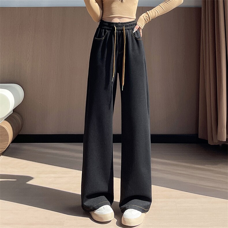 复古阔腿牛仔裤女秋冬宽松显瘦垂感慵懒直筒裤拖地裤长裤子,女装休闲裤,云美莎专业女裤-全店现货