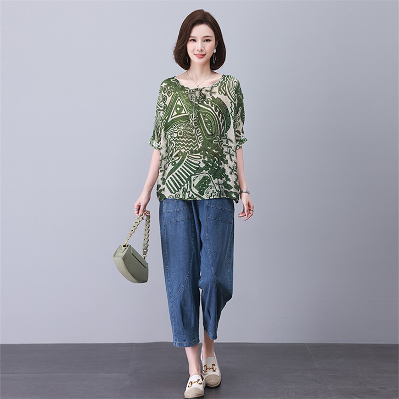 时尚休闲印花系绳套装宽松显瘦百搭两件套,女装套装/套裙,叶笙衣