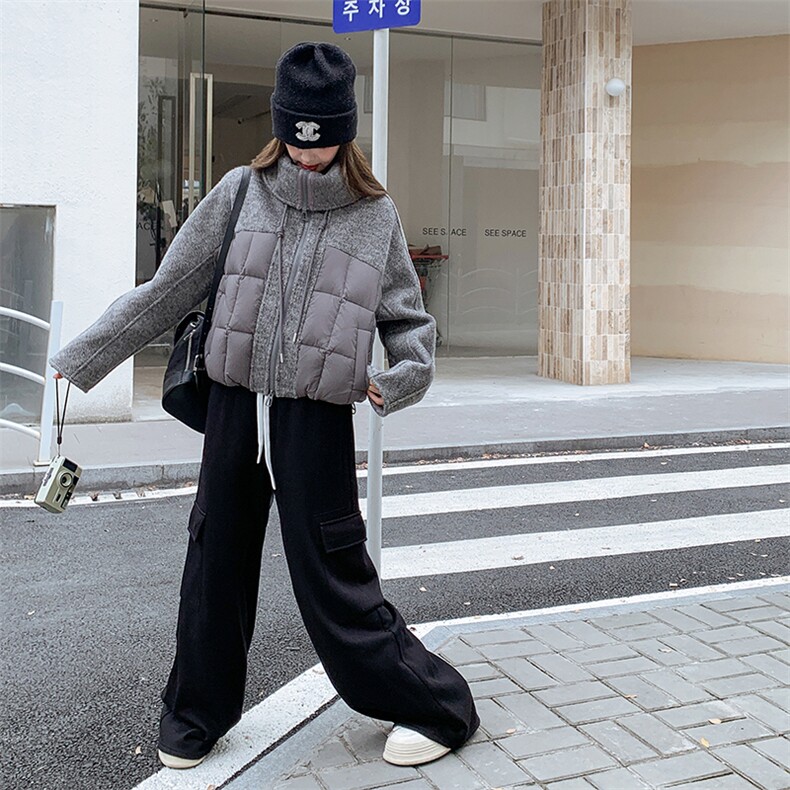 2025现货主推70毛双面呢拼90白鸭绒羽绒服191-6398-P295-K428,女装双面呢大衣,韩蜜菓