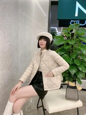 侧边扣子羽绒服，女装棉衣/棉服，美惠百合