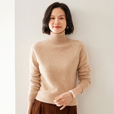 套头纯色2024年秋季高翻领简约潮流35%羊绒衫，女装羊绒衫，七柒羊绒