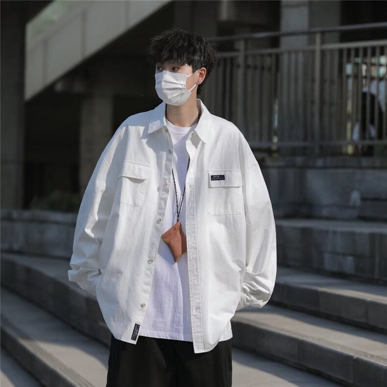 潮原宿青春流行百搭简约潮流男春季日系长袖方领新款衬衫J586P43,男装衬衫,星座1116-2