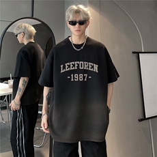 美式复古高街潮牌百搭创意个性英文印花夏季短袖上衣T07-P38，男装T恤，电商C307