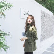 时尚修身显瘦个性简约纯色长袖潮流百搭口袋2021年秋季短外套，女装短外套，奕阳依阁