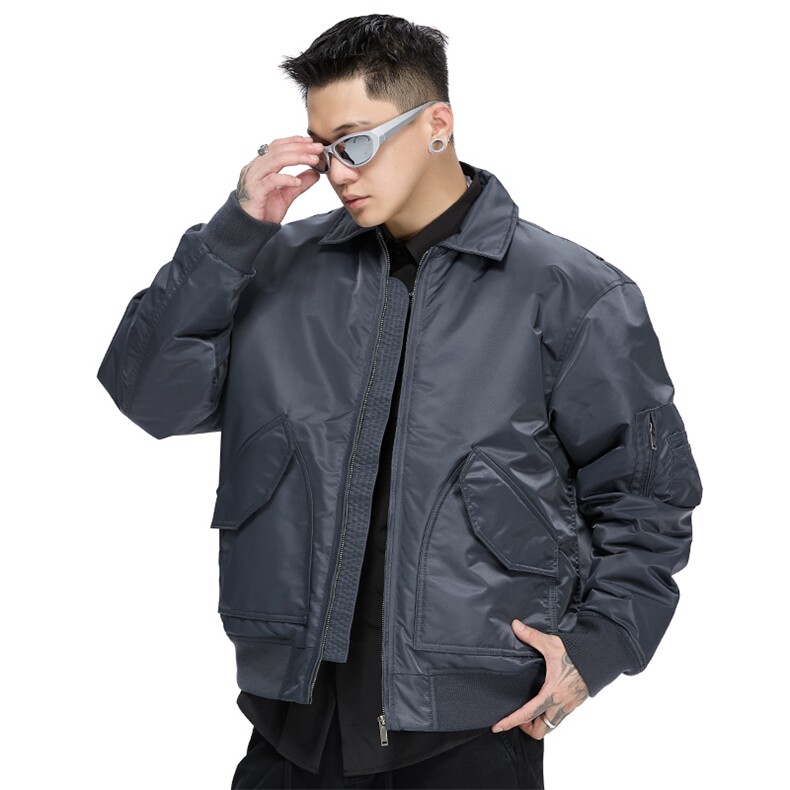 新款秋冬季潮牌宽松飞行员加厚夹克外套男A436-980-P105148,男装夹克,电商A436