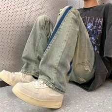 破洞牛仔裤男美式ins高街水洗痞帅裤子夏季薄款XK8027P50，男装牛仔裤，星座1116-2