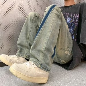 破洞牛仔裤男美式ins高街水洗痞帅裤子夏季薄款XK8027 P50图片