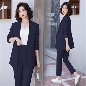 西装套装女薄款2025春夏时尚职业休闲网红西服洋气减龄两件套超火图片