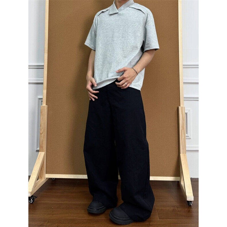 不规则解构高级感POLO衫短袖男夏季美式cleanfit半袖t恤LX399-p33,男装T恤,星座1008
