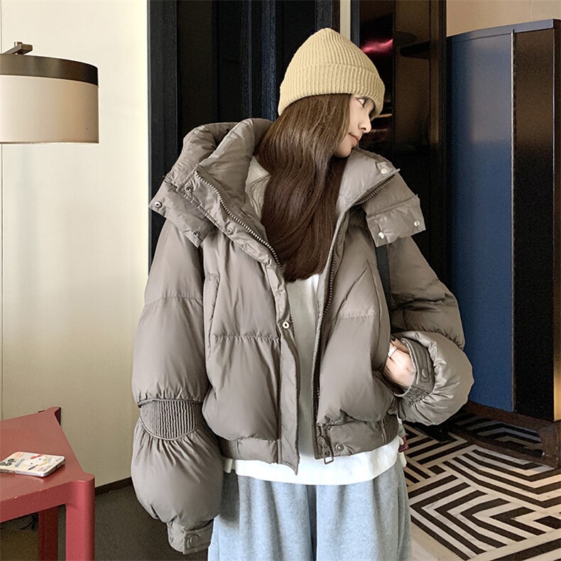 时尚设计感短款羽绒服女款冬季2025新款小个子洋气面包服连帽外套,女装羽绒服,2C316