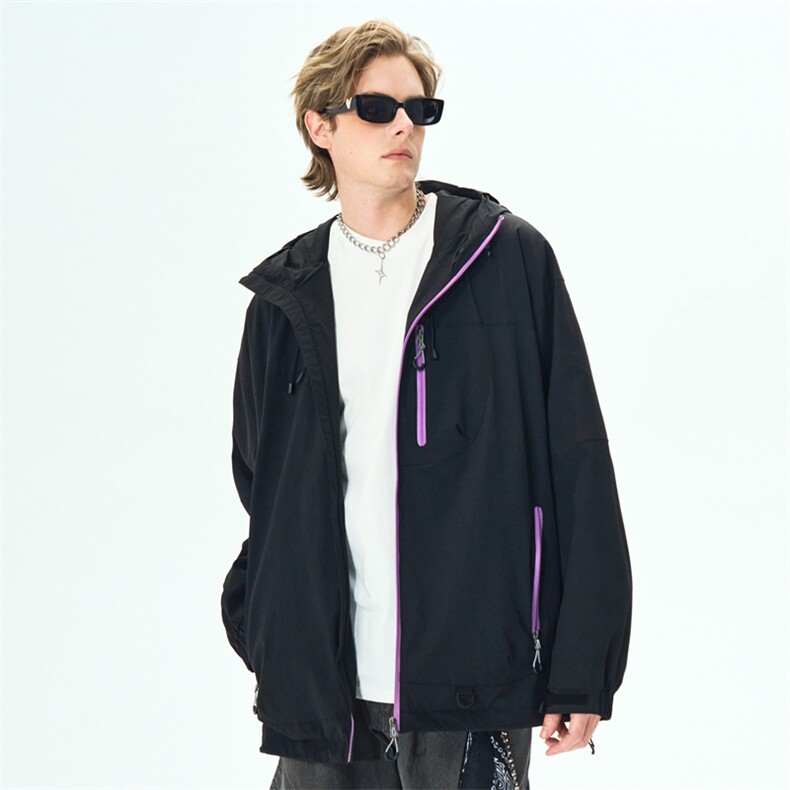 新款现货户外夹克男连帽防水冲锋衣外套DSA157B-J2512-特P80,男装夹克,电商A157B