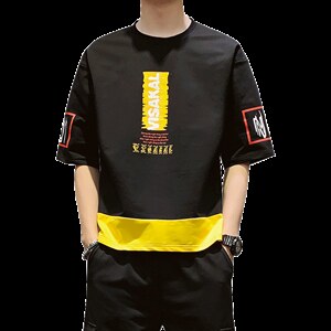2024夏季字母印花圆领短袖t恤男潮牌宽松半袖潮流ins上衣DT12P30图片