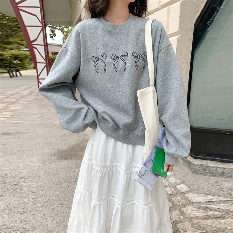 休闲减龄穿搭灰色卫衣套装女春秋2025超火好看高级感半身裙两件套,女装套装/套裙,2D014