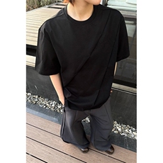 高街液氨棉短袖T恤夏版型斜褶宽松正肩半袖上衣男女T1102，男装T恤，星座1116A（原606A-3）