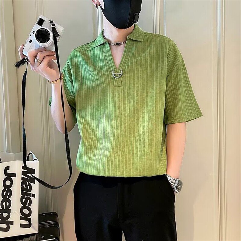 网图现货轻熟风V领短袖T恤男T208/P35,男装T恤,星座205-3