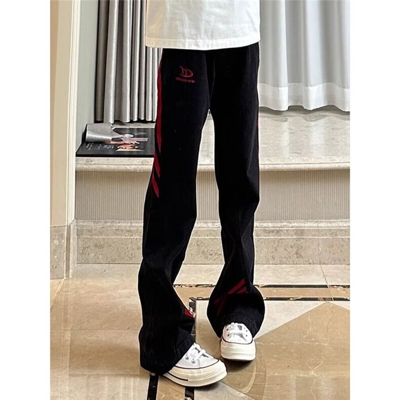 cleanfit条纹微喇牛仔裤男款春秋美式弯刀裤高街直筒裤LB1944-P42,男装牛仔裤,星座1008