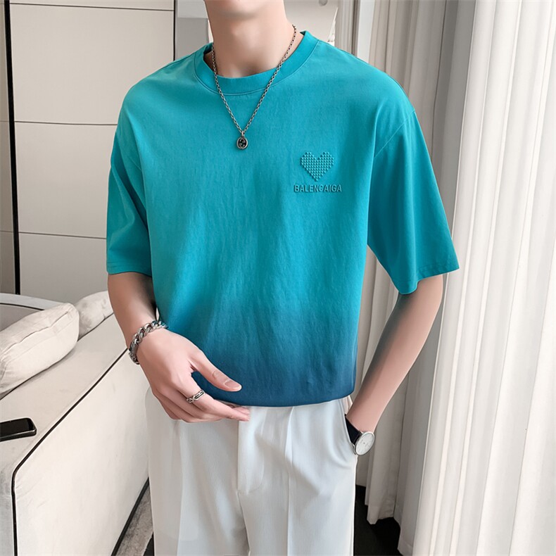 2024新款轻奢风吊染休闲大码宽松渐变圆领短袖T恤潮男79005-p48,男装T恤,电商D303