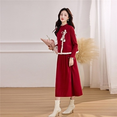 2025年冬季连衣裙腰间可调节配马甲两件套，女装针织衫/毛衣，乐吉娜