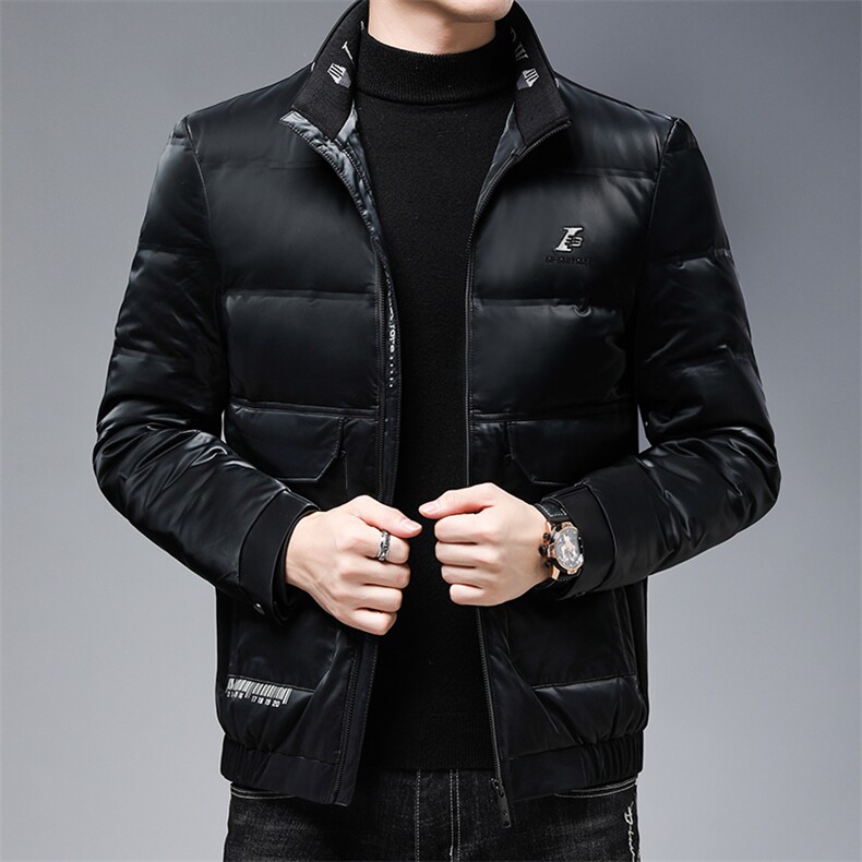 冬季中年男皮羽绒服厚款立领中年爸爸冬装白鸭绒外套ZS67727-P285,男装羽绒服,电商B212（原钱塘6029）