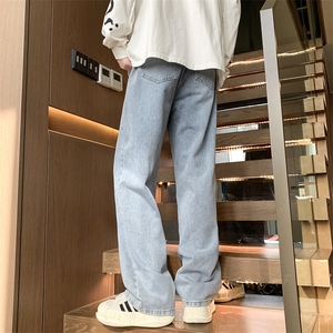 牛仔裤2024新款男复古潮牌美式做旧直筒裤子春季高街阔腿图片