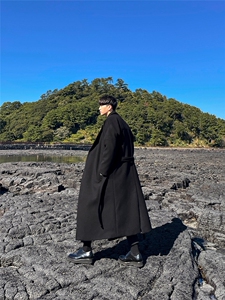 秋冬韩版毛呢大衣男中长款过膝宽松高级感潮流英伦风呢子风衣外套图片